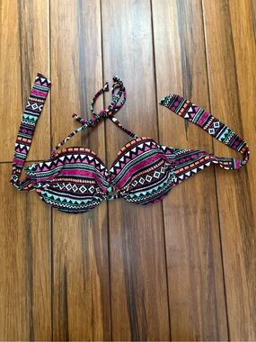 VENUS Black, Pink & Turquoise Aztec Bikini Top